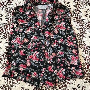Vintage 90’s Floral Sleeveless Blouse with Tie Back